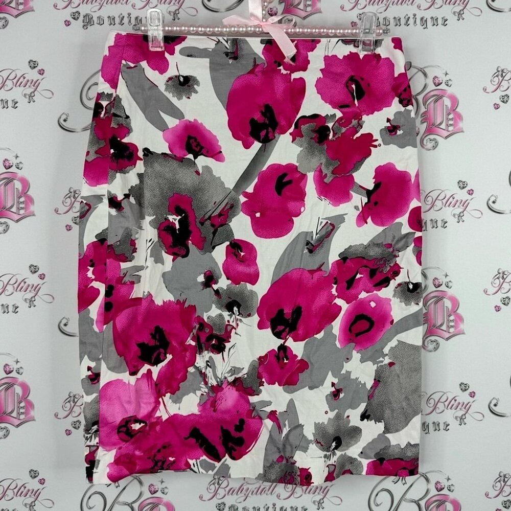 Ricki's skirt pencil flowers Vibrant Pink and Gray Floral Pencil Skirt
